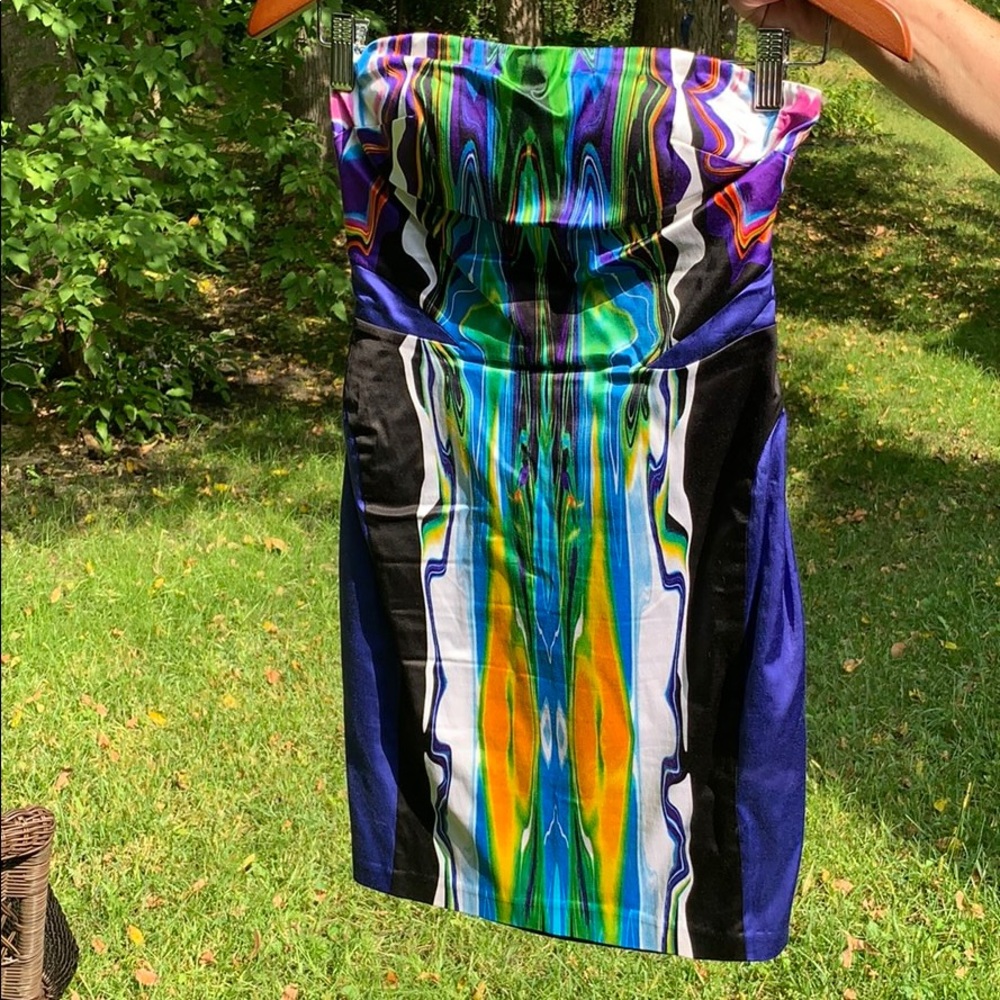 Bebe strapless bodycon dress.